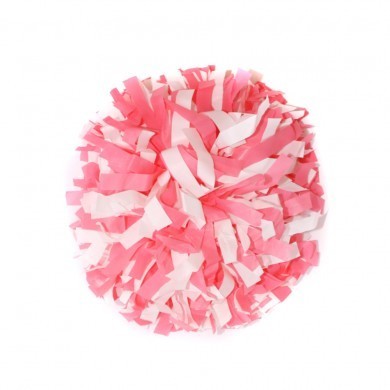 Pompones 6" plástico blanco y rosa